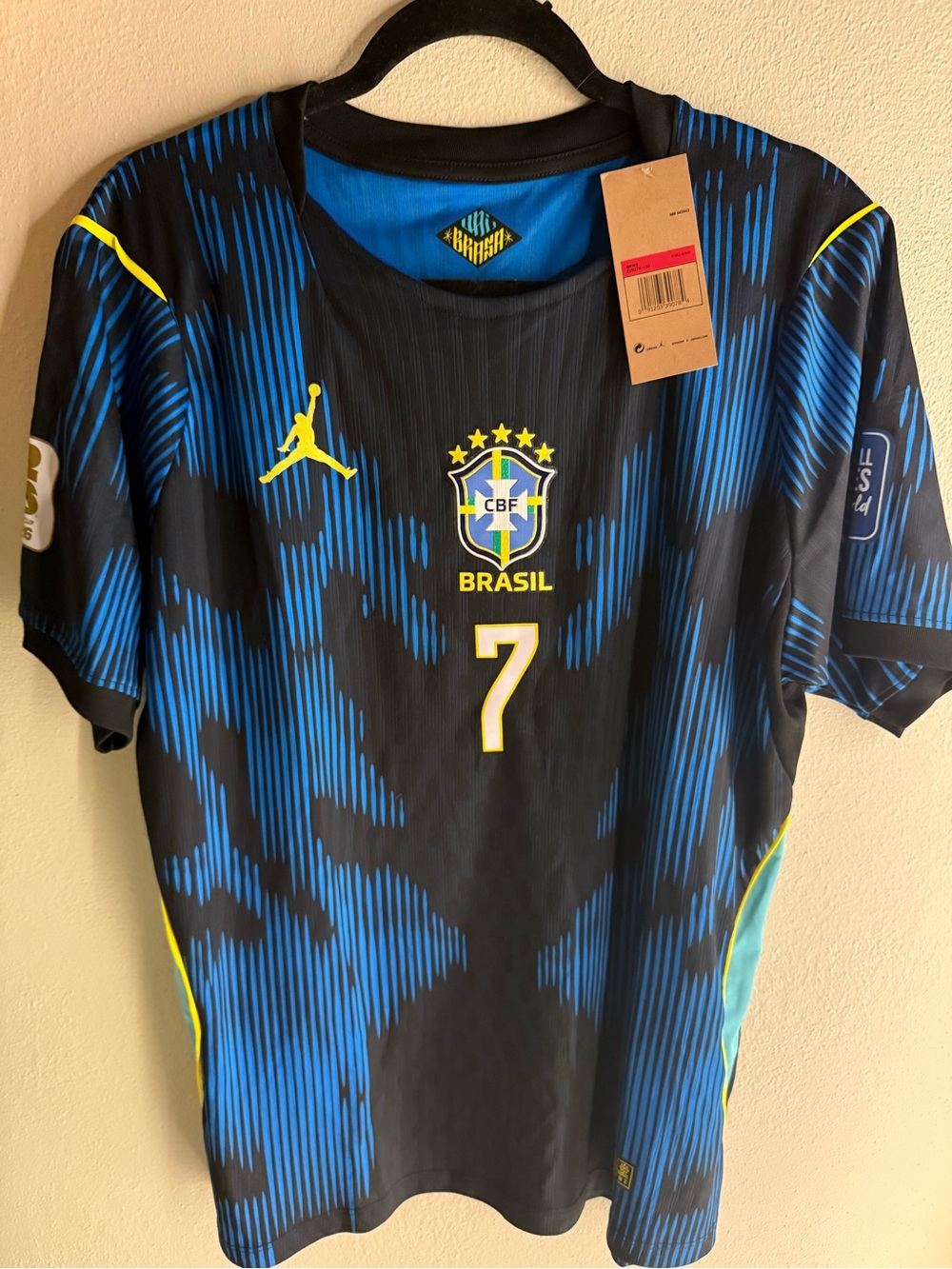Jordan Brasil Men's Black & Blue Football Jersey - Vini Jr #7